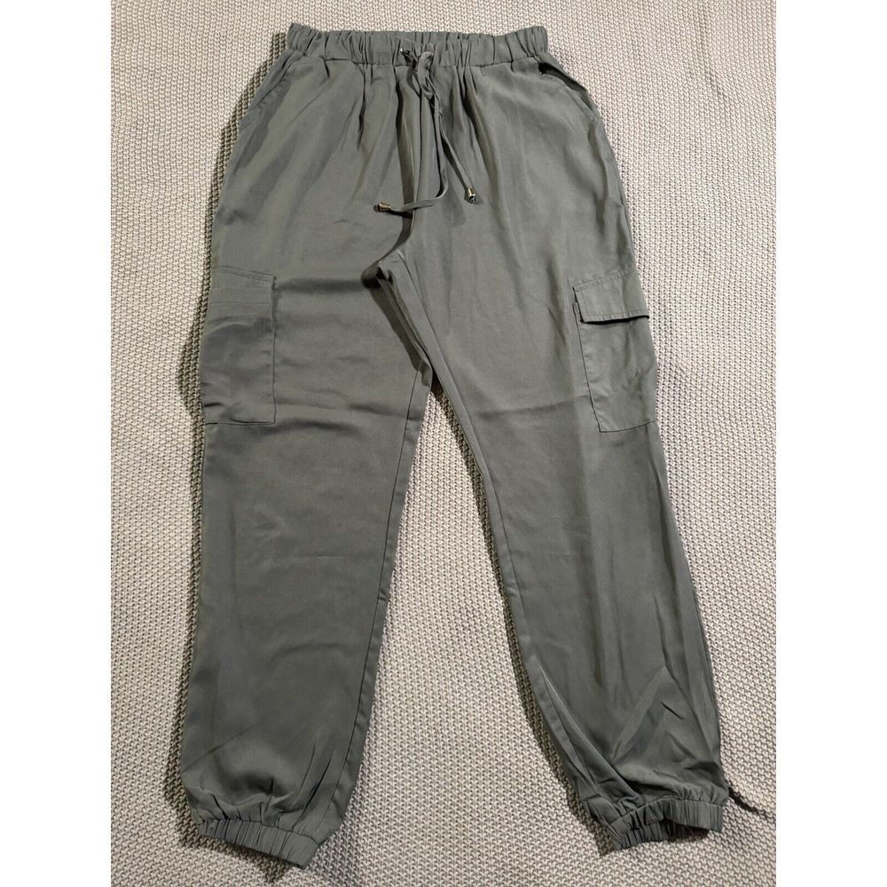 ALLIE ROSE Women's Black‎ Lightweight Green Joggers Cargo Size Medium